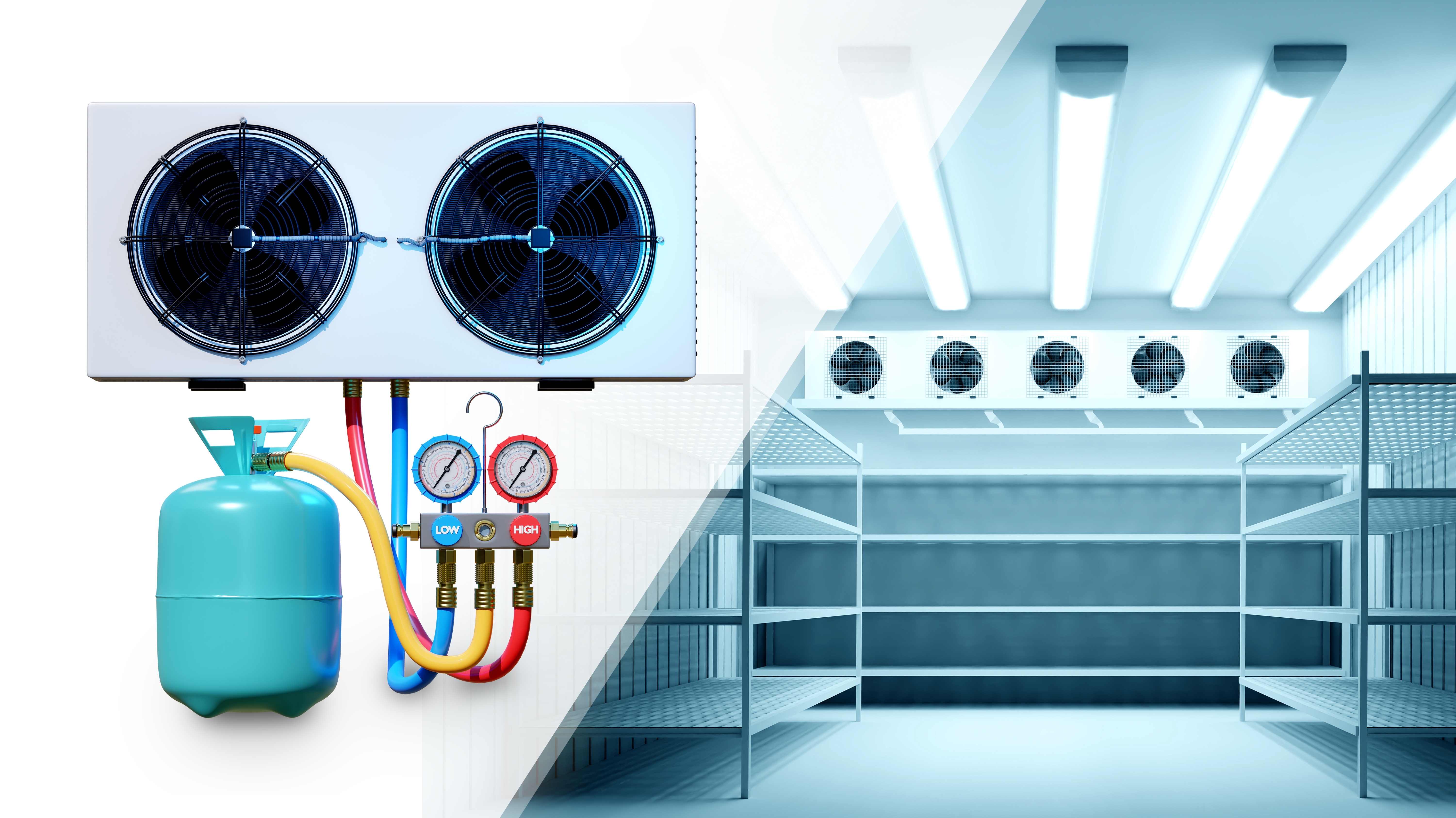 Illustration gaz fréons et chambre froide