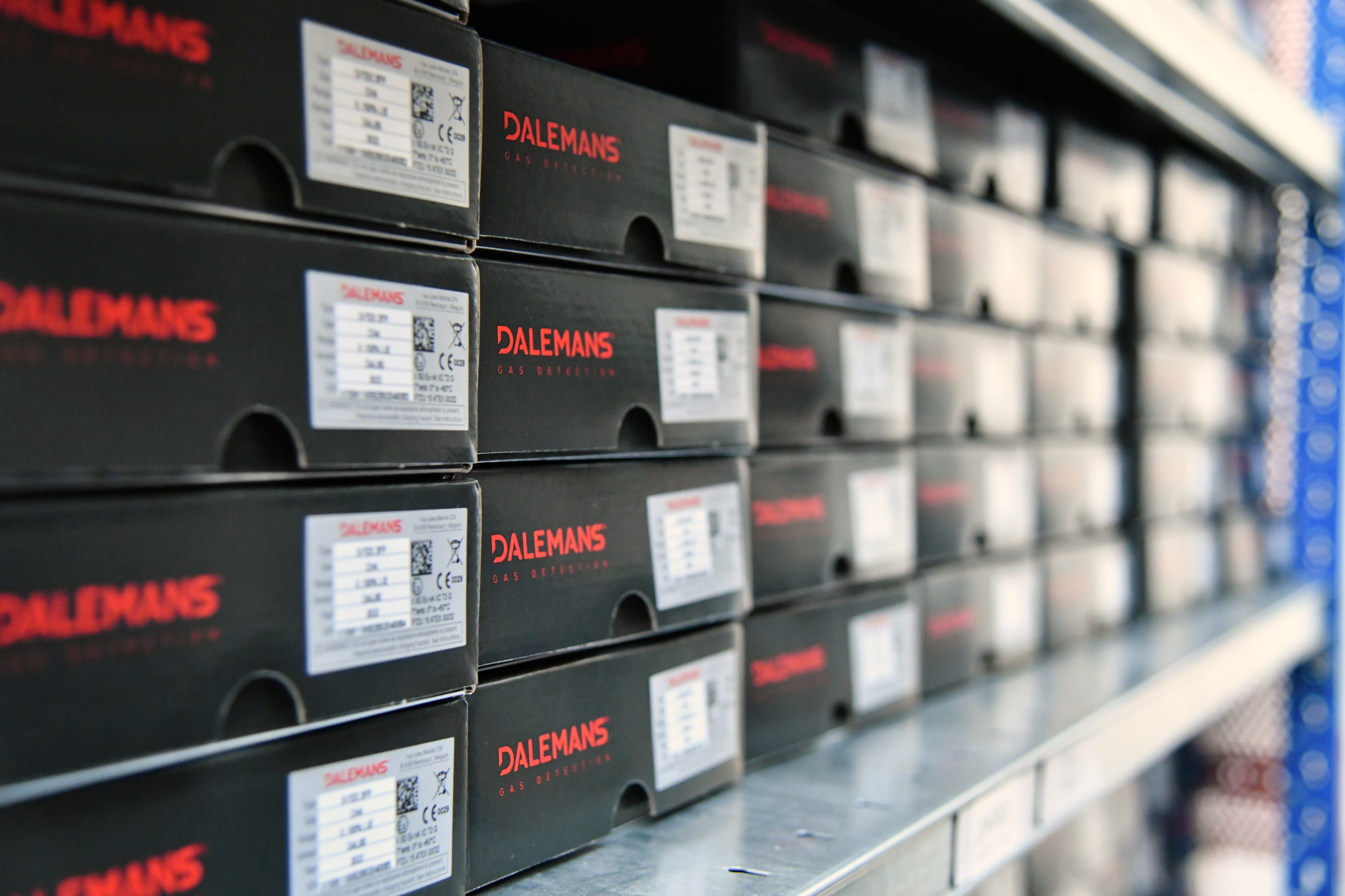 Dalemans boxes containing gas detection equipment, ready for shipment